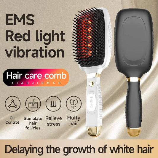 1-Year Household Car Microcurrent Electric Massage Hair Comb Cross-Border Spot Pure English LED USB Vibrating Hair Straightener