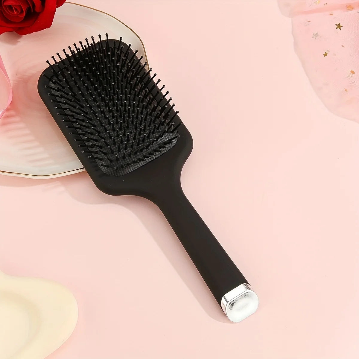 Black air cushion comb, hairbrush, paddle shaped hair comb, scalp massage comb, suitable for both men and women