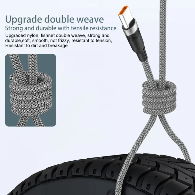 6A Braided USB-C Cable (1m–8m) – Fast Charging Samsung, Huawei, PS5