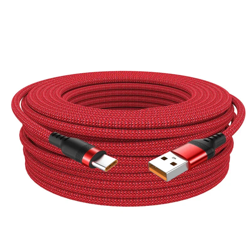 6A Braided USB-C Cable (1m–8m) – Fast Charging Samsung, Huawei, PS5