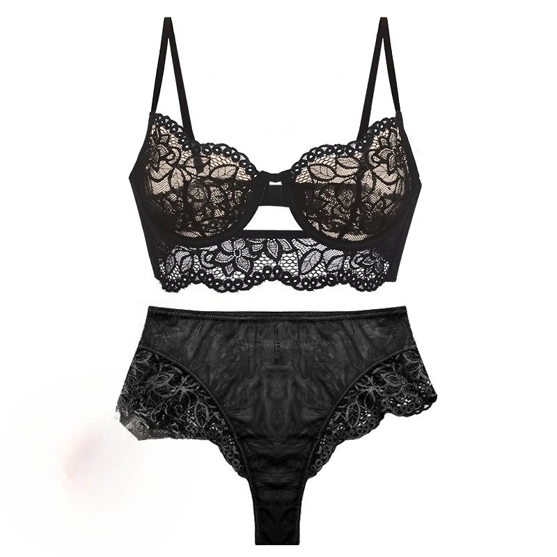 French Lace Bra Set with Soft Underwire Push Up for Small Bust Lightweight Comfort Anti Sagging Lingerie AU Sizes MOYISU-Sexy AB