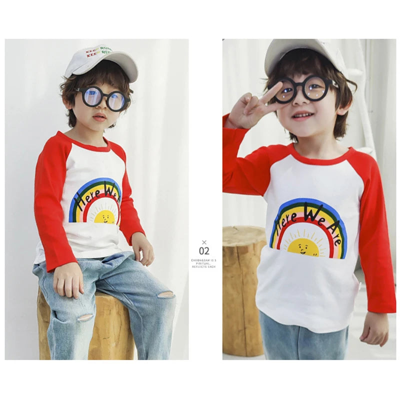 Kids Clothing Boys Girls T-Shirt Children's Clothes Cartoon Tops Long Sleeve Baby Clothing Autumn Winter Cotton Print Sweatshirt
