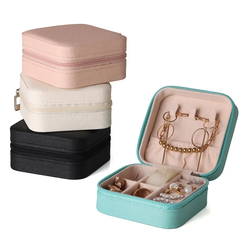 Home Travel Earrings Necklace Storage Case Women Ring Organizer PU Leather Displ