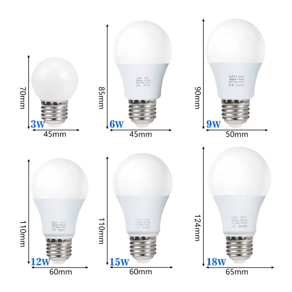 4pcs/lot E27 LED Bulb Lamps AC 220V SMD2835 3W 6W 9W 12W 15W 18W Lampada Led Lig