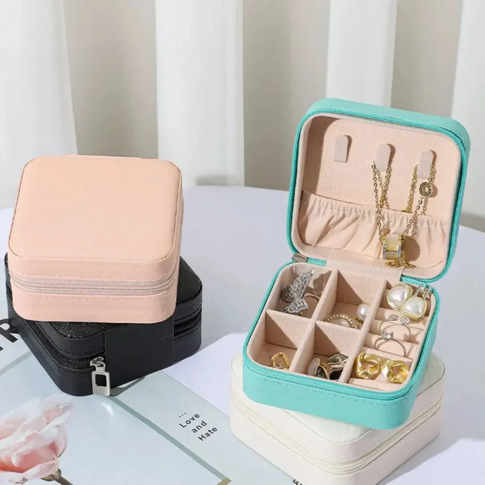 Home Travel Earrings Necklace Storage Case Women Ring Organizer PU Leather Displ