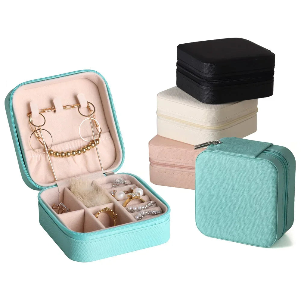 Home Travel Earrings Necklace Storage Case Women Ring Organizer PU Leather Displ
