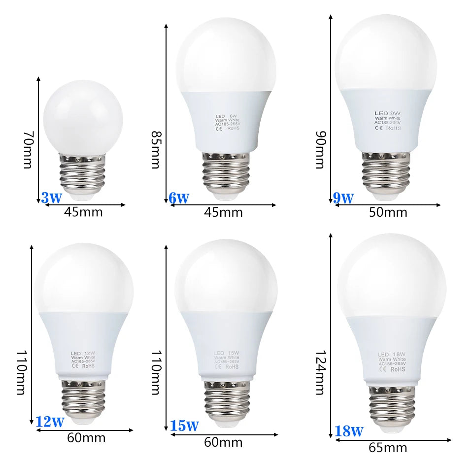 4pcs/lot E27 LED Bulb Lamps AC 220V SMD2835 3W 6W 9W 12W 15W 18W Lampada Led Lig