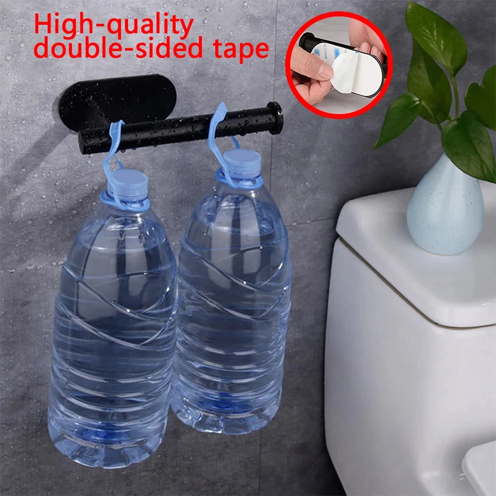 Self-Adhesive plastic Bathroom Towel Rack Holder Kitchen & Toilet Paper Roll Storage Multi-Functional Wall-Mounted Shelf