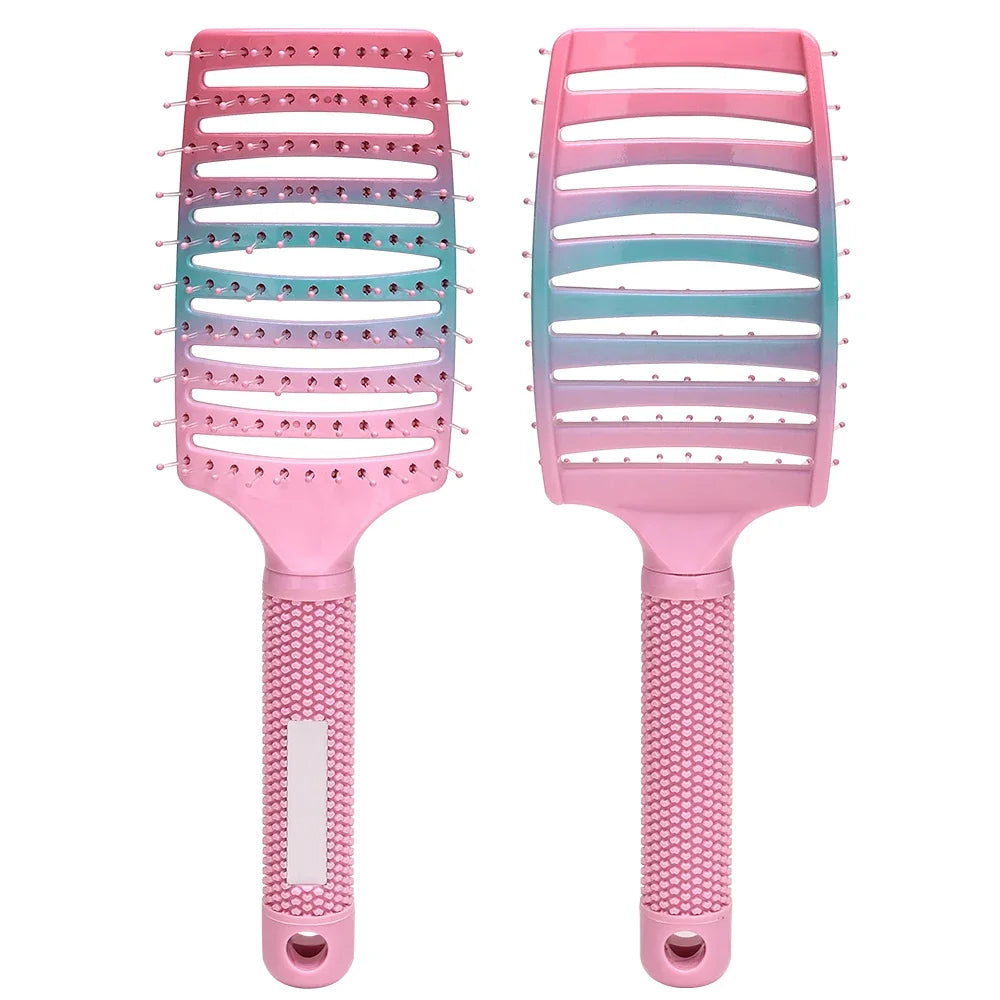 Barber Hair Brush Scalp Massage Comb Women Nylon Pig Sideburns Wet Curly Hair Brush Hairy Big Bend CombStyling Tools 