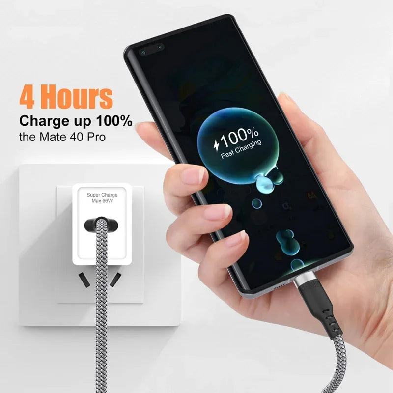 6A Braided USB-C Cable (1m–8m) – Fast Charging Samsung, Huawei, PS5