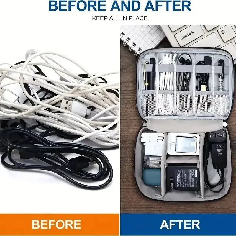 Cable Storage Bag Waterproof Digital Electronic Organizer USB Data Line Charger
