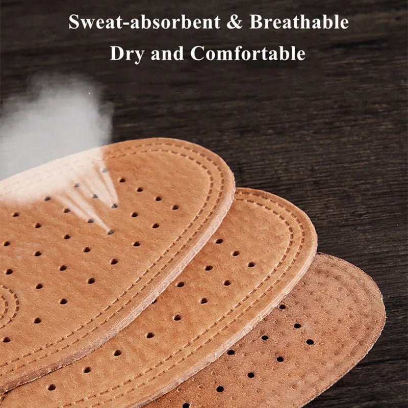 Real Cowhide Insole Leather Shoes Boots Shoe Inserts Soft Breathable Deodorant Anti-slip Template Shock Absorbing Insoles Sole