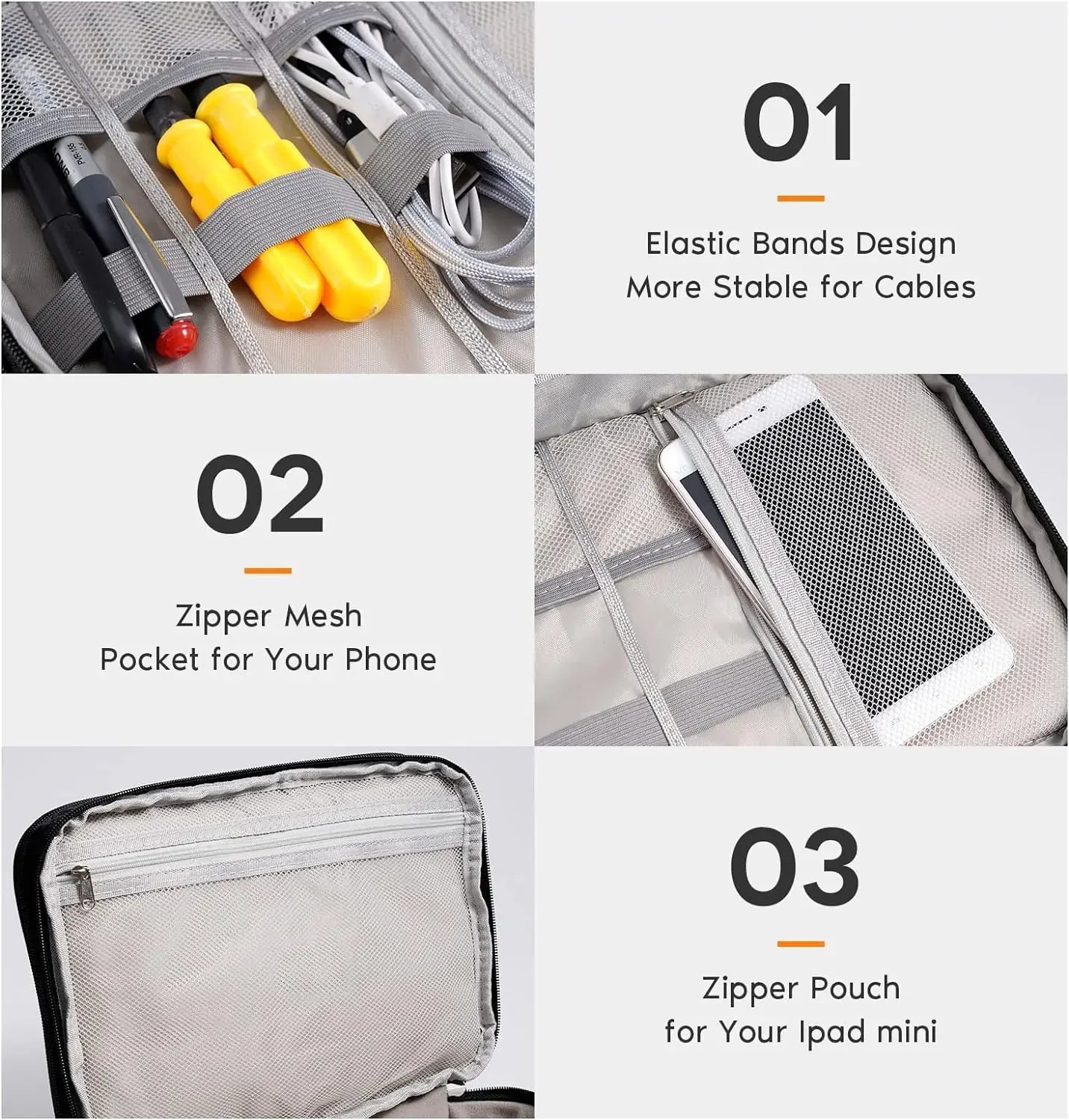 Cable Storage Bag Waterproof Digital Electronic Organizer USB Data Line Charger