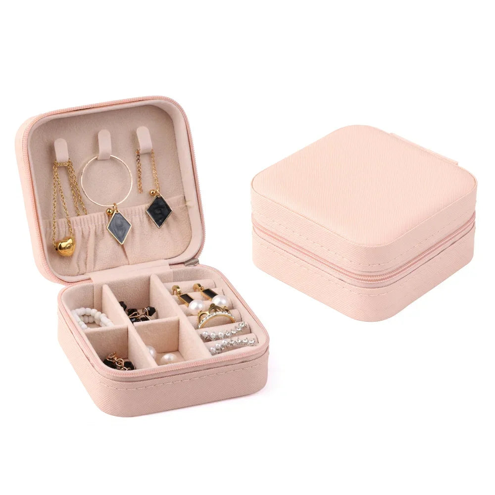 Home Travel Earrings Necklace Storage Case Women Ring Organizer PU Leather Displ