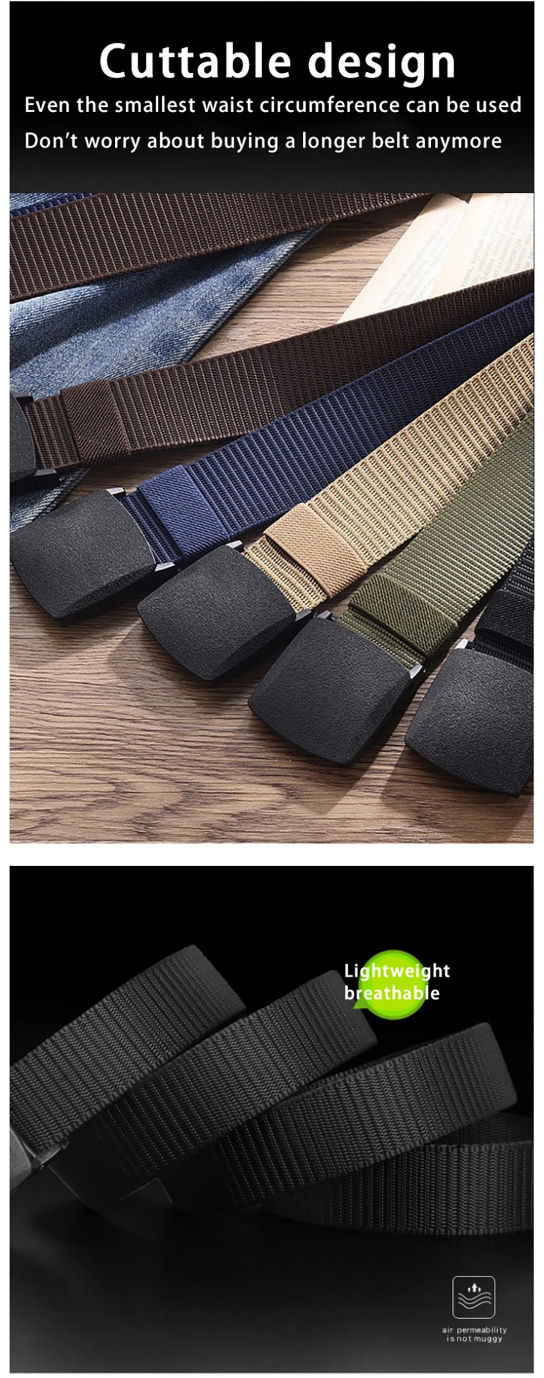 Men's Belt Outdoor Casual Canvas Belt Metal Free Training Nylon Tactical Belt Wi
