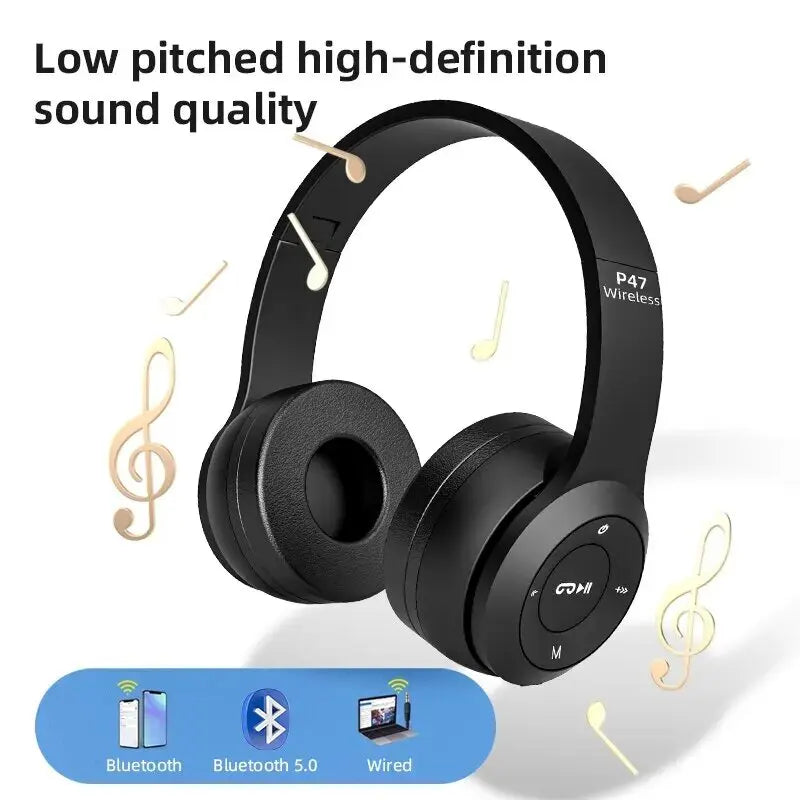 P47 Wireless bluetooth headphone With Mic Noise Cancelling Headsets Stereo Sound