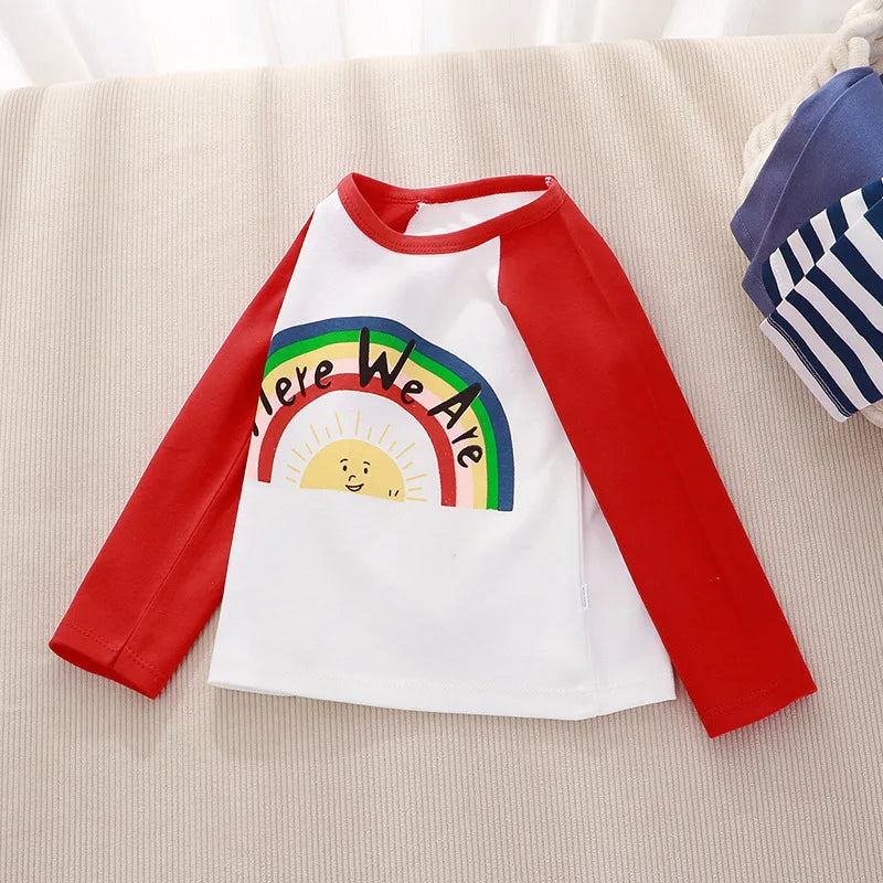 Kids Clothing Boys Girls T-Shirt Children's Clothes Cartoon Tops Long Sleeve Baby Clothing Autumn Winter Cotton Print Sweatshirt