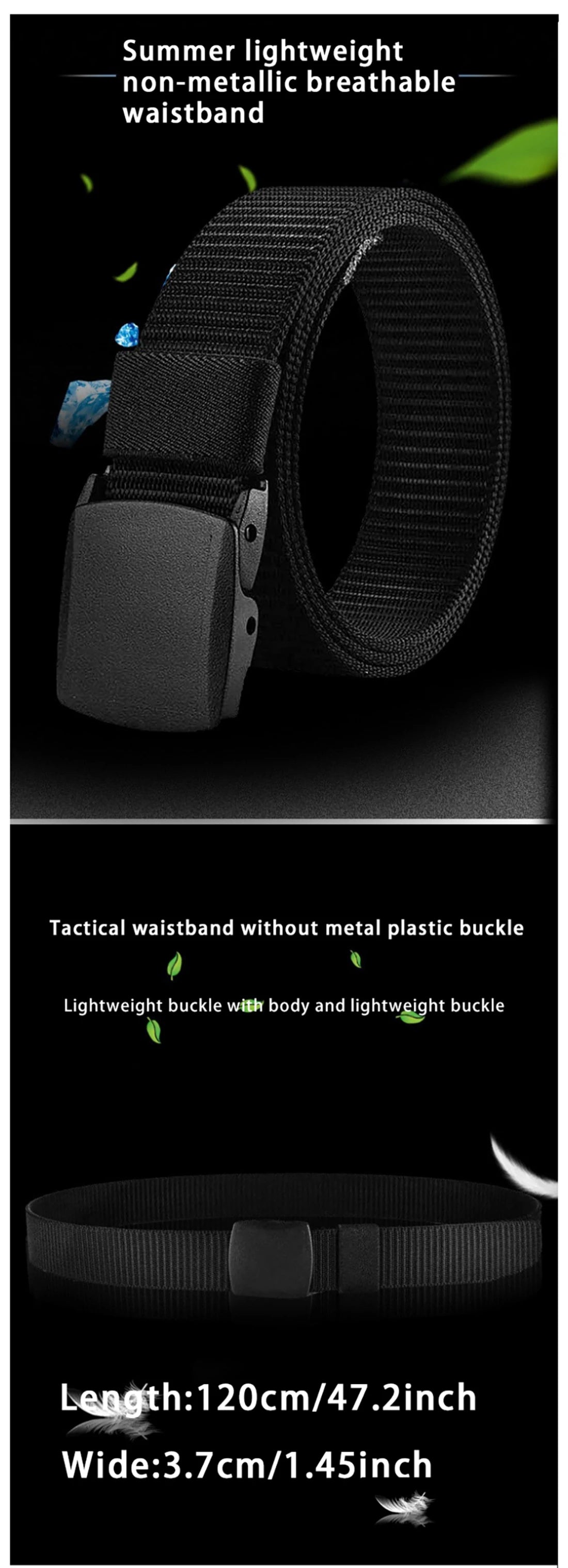 Men's Belt Outdoor Casual Canvas Belt Metal Free Training Nylon Tactical Belt Wi