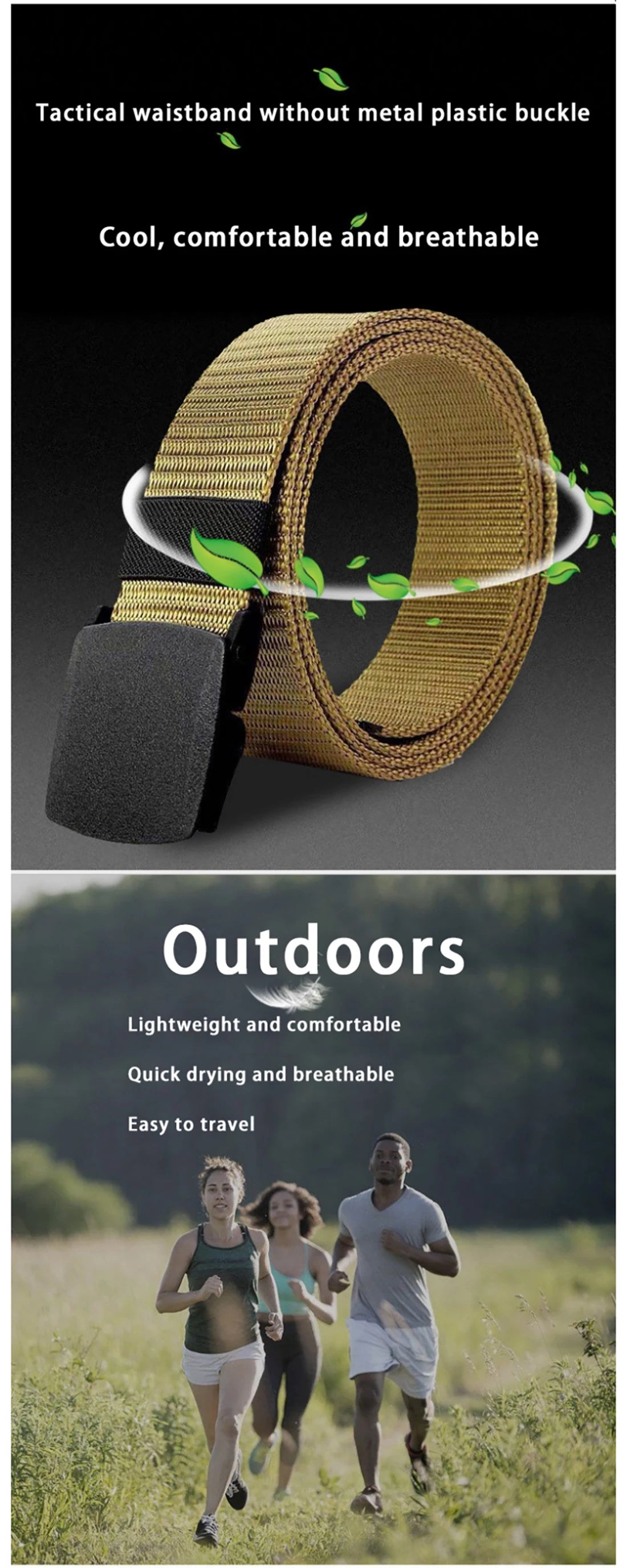 Men's Belt Outdoor Casual Canvas Belt Metal Free Training Nylon Tactical Belt Wi