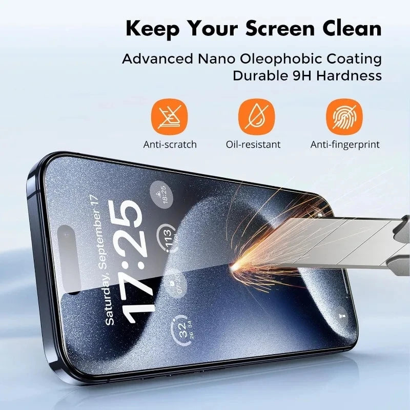 4 PCS Tempered Glass iPhone 15 14 13 12 11 XR Shatter Proof Screen Protector iPh