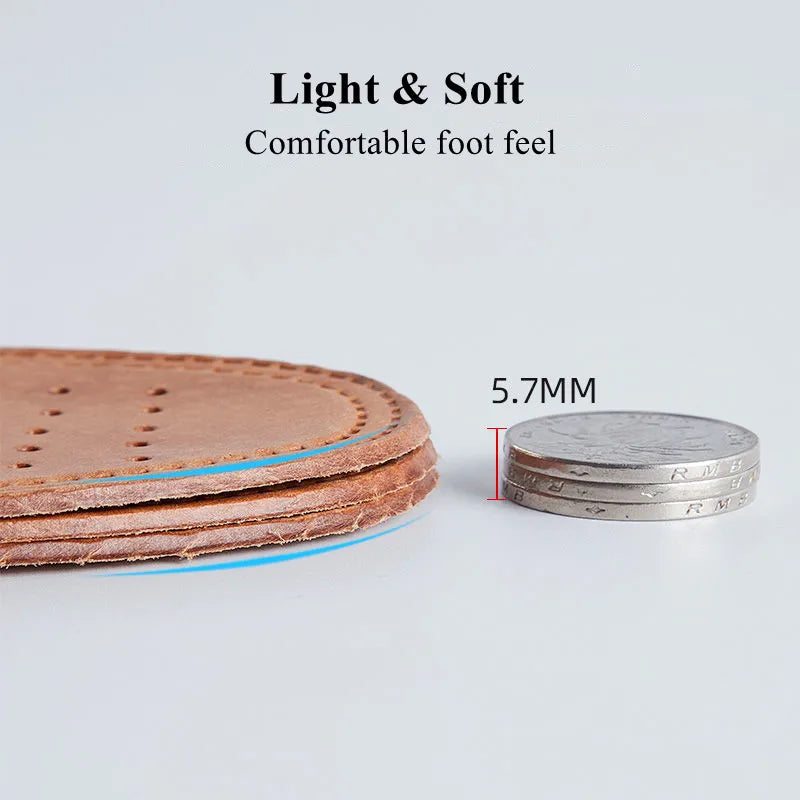 Real Cowhide Insole Leather Shoes Boots Shoe Inserts Soft Breathable Deodorant Anti-slip Template Shock Absorbing Insoles Sole