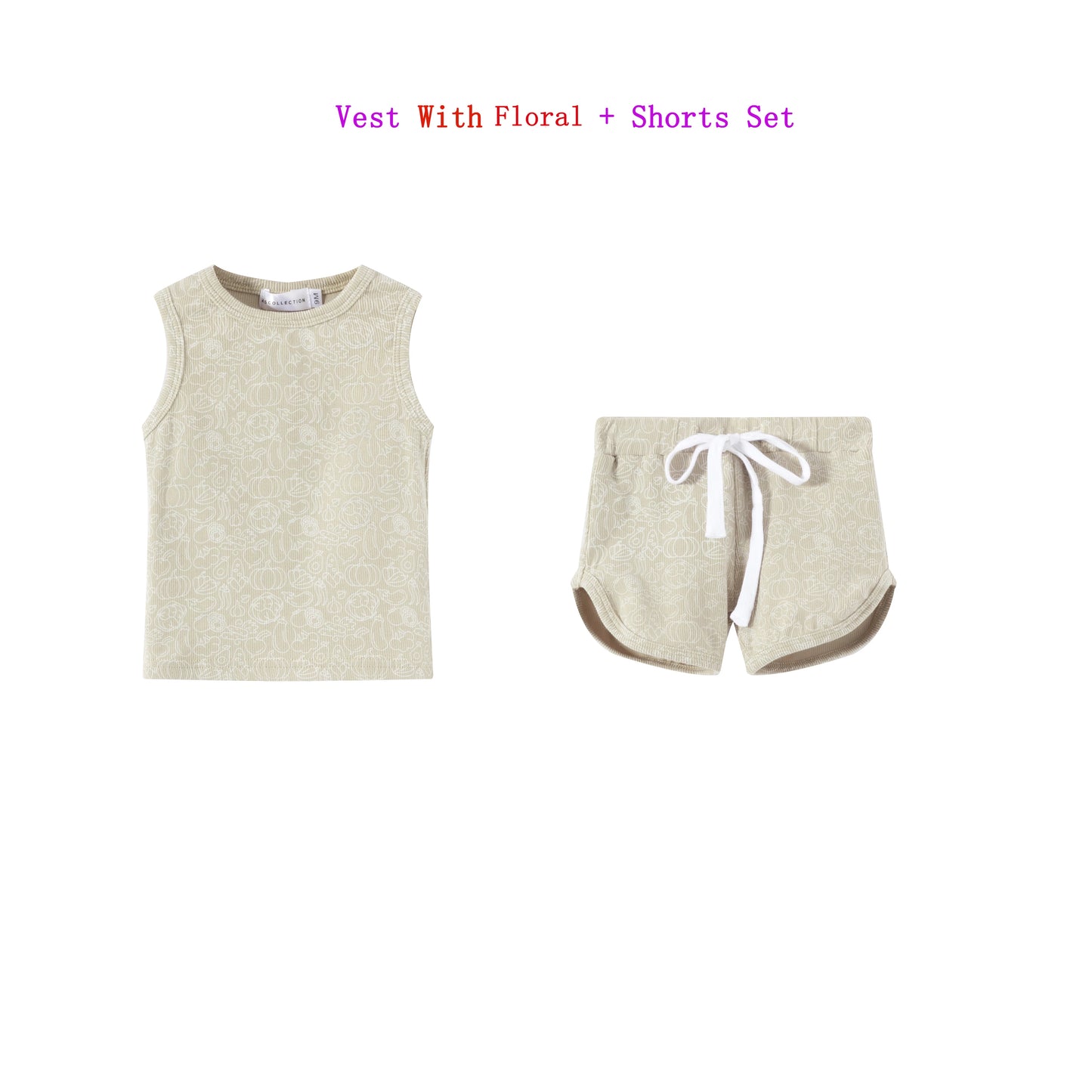 AS 2025 Children's Clothing Baby Girl Clothes Boys Ribbed Print Children's Sets For Summer Spring Kids Clothing