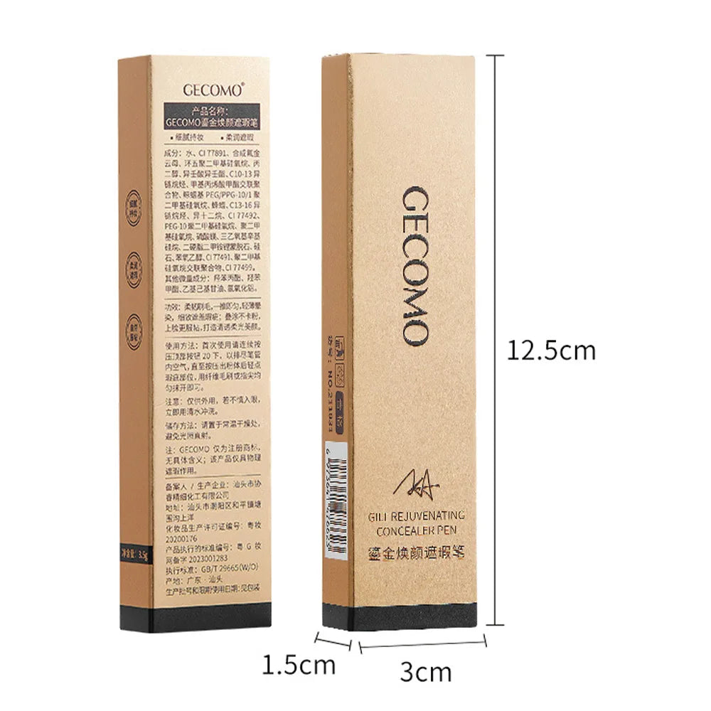 GECOMO Press Concealer Pen Liquid Concealer Long Lasting Moisturizing Not Fading Base Makeup Face Invisible Pores