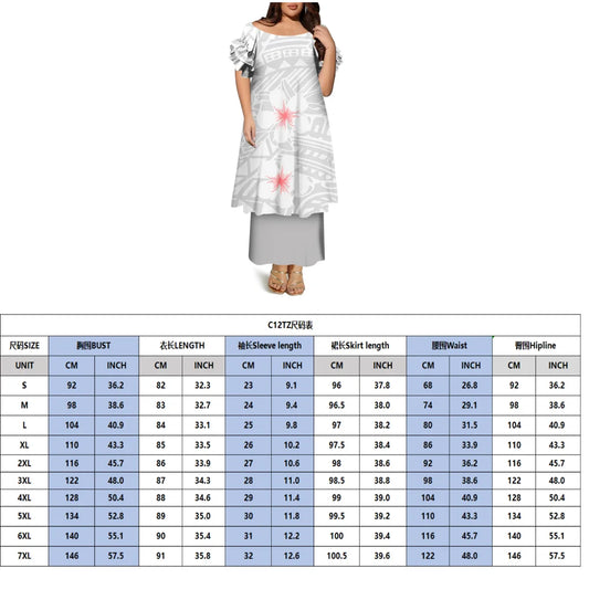 High-Quality Women'S Round-Neck Puletasi Elegant Dress Hawaiian Samoan Fashionable Party Dress Evening Top And Long Dress