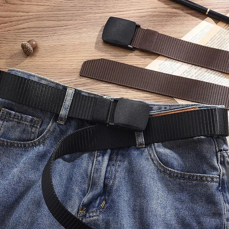 Men's Belt Outdoor Casual Canvas Belt Metal Free Training Nylon Tactical Belt Wi