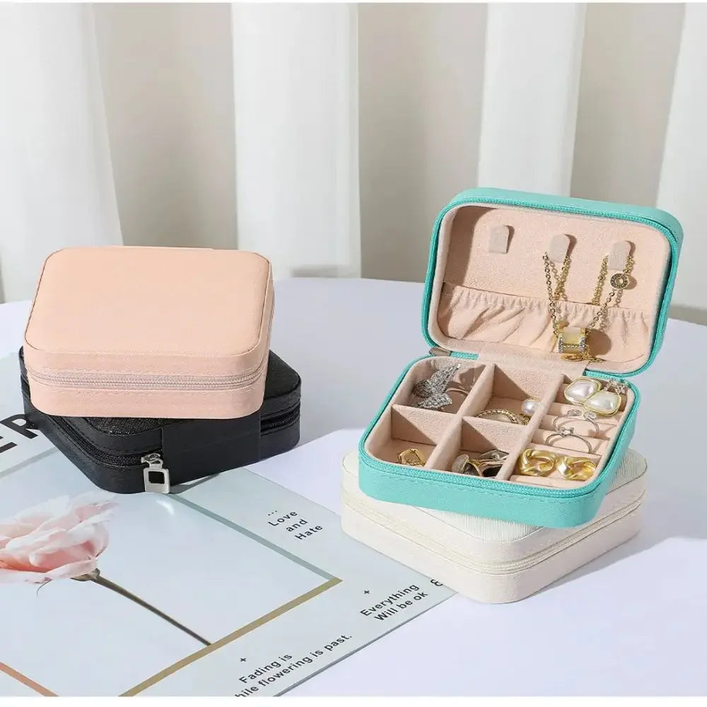 Home Travel Earrings Necklace Storage Case Women Ring Organizer PU Leather Displ