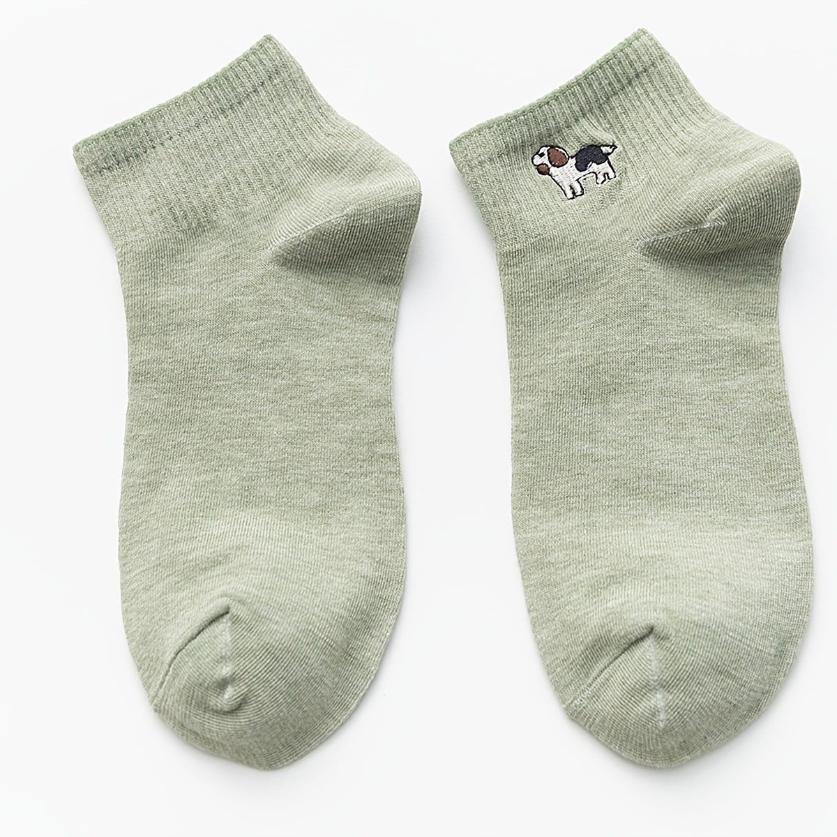 10 Pairs Cute Animal Pattern Socks, Cartoon Pattern Embroidery Cotton Ankle Socks, Women's Stockings & Hosiery