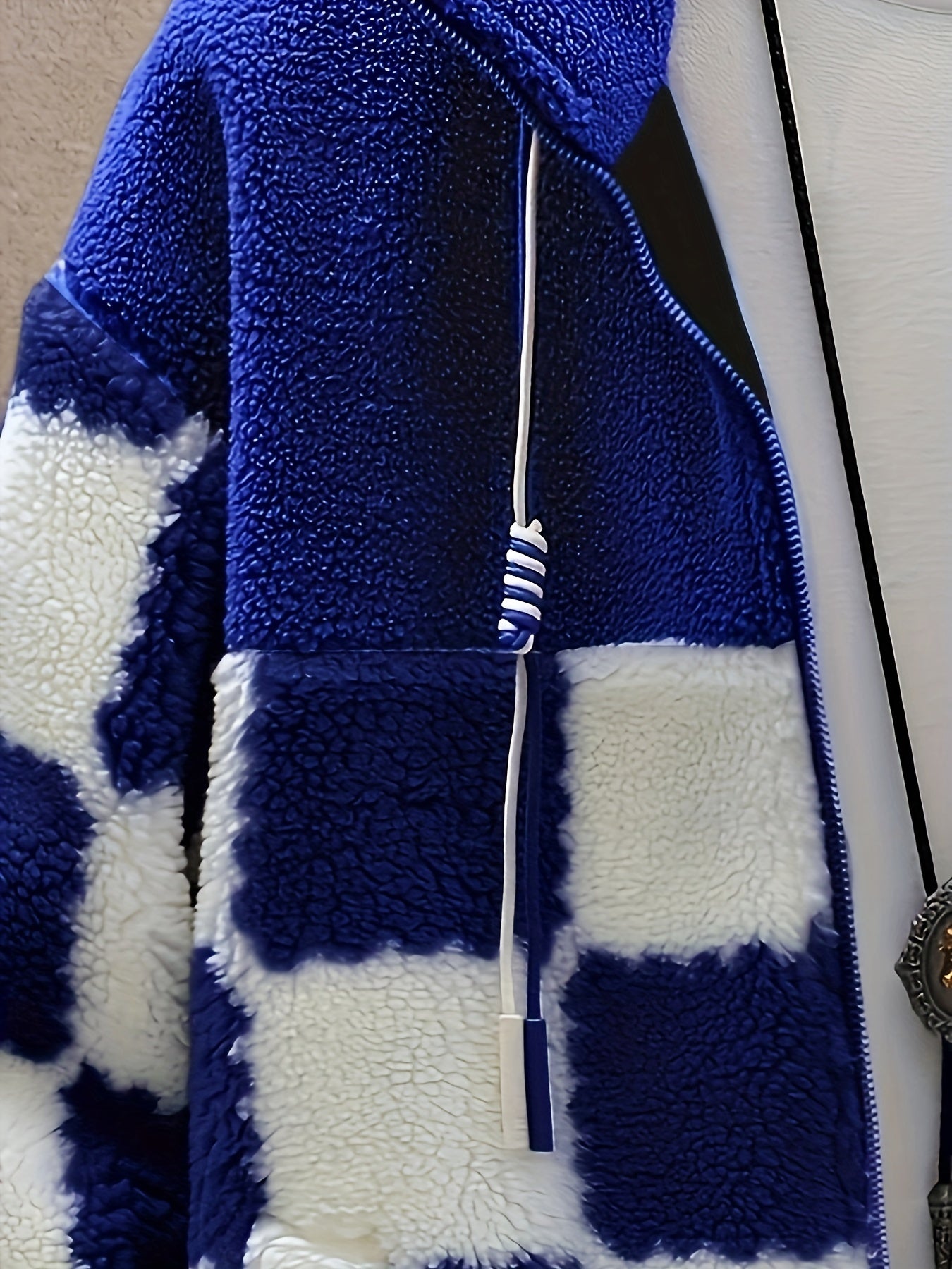 Men's Warm Thick Fleece Coat, Palid Cardigan Overcoat For Fall Winter
