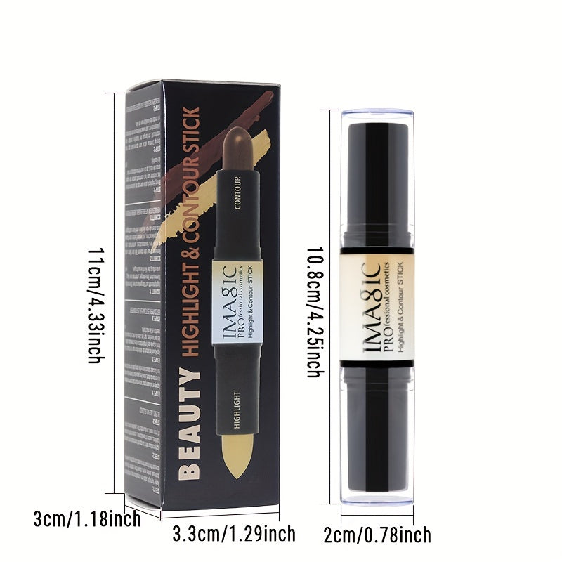 IMAN OF MAGIC Dual-Ended Concealer & Contour Stick - Waterproof, Natural Finish for All Skin Tones | Highlights & Conceals Blemishes, Dark Circles, Shadows Nose & Cheeks | Versatile Makeup Stick with Pink & Brown Shades