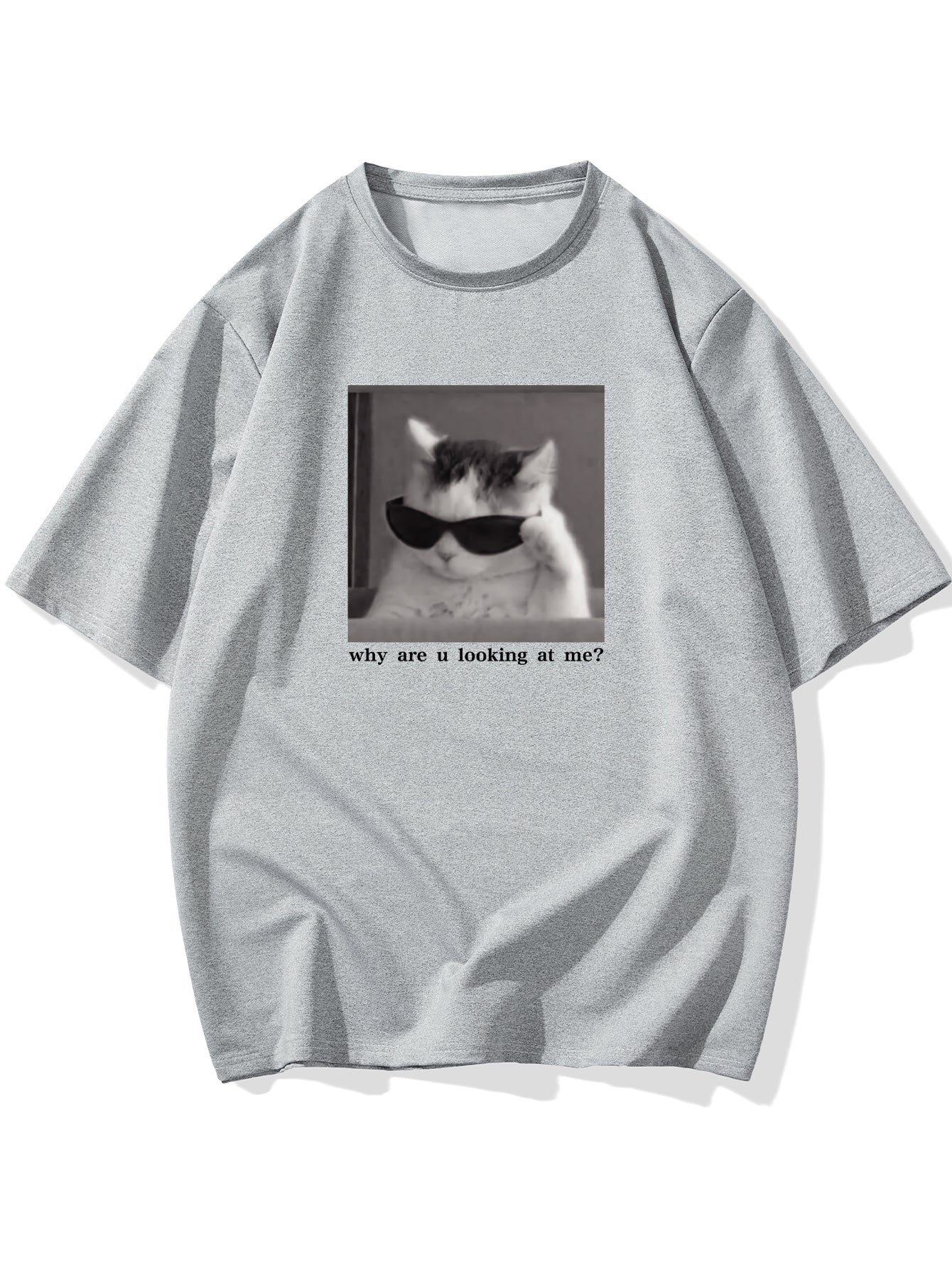 Cool Cat Graphic T-shirt, Men's Casual Multicolor Loose Short Sleeve Shirt