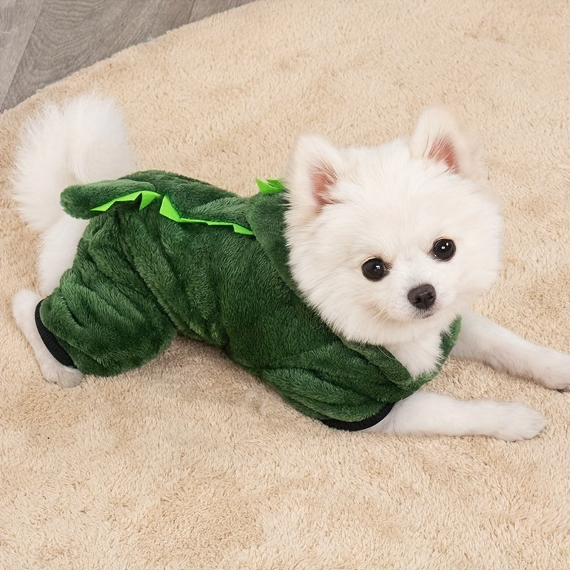 Cute & Comfy Dino Costume for Small Pets - Easy-Pullover, Knit Dinosaur Outfit for Dogs & Cats