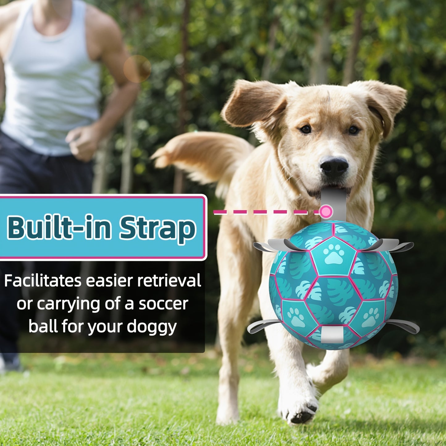 Pet Dog Toy with Built-in Rope and Inflatable Football for Interactive Dog Toy, Indoor and Outdoor Dog Toy, Lake Blue Dog Football Suitable for Large, Medium and Small Dogs