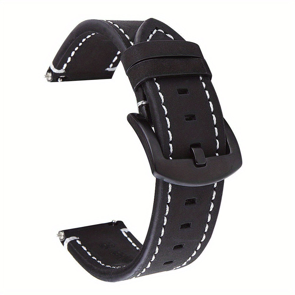 Leather Watch Band, Quick Release Strap, Retro Top Layer Cow Leather, Switch Spring Bar, 20mm, 22mm, 24mm Black Buckle, Ideal Choice For Gifts