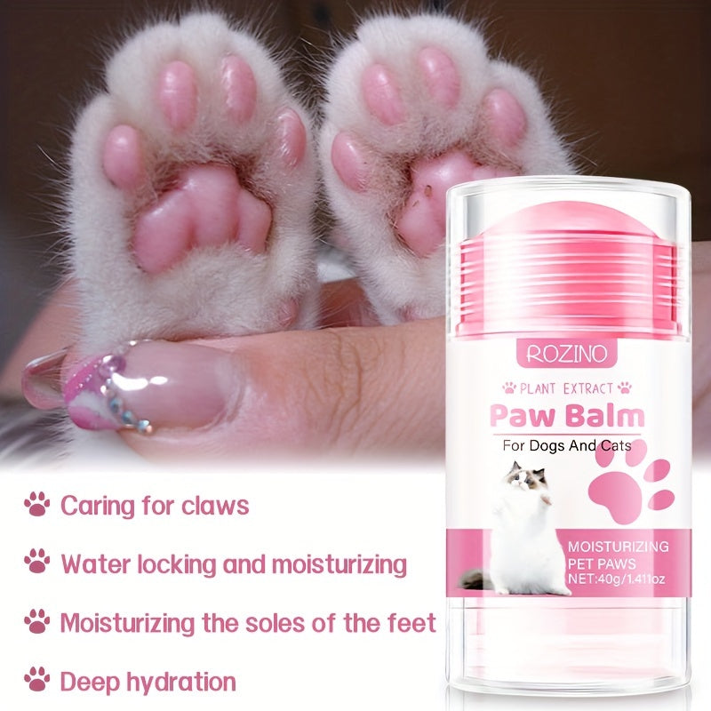 ROZINO Cat Paw Balm - 40g Natural Moisturizing & Repairing Pet Foot Care Stick, Portable, Non-Greasy Formula with Fresh Scent