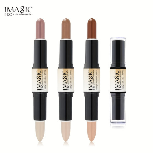 IMAN OF MAGIC Dual-Ended Concealer & Contour Stick - Waterproof, Natural Finish for All Skin Tones | Highlights & Conceals Blemishes, Dark Circles, Shadows Nose & Cheeks | Versatile Makeup Stick with Pink & Brown Shades
