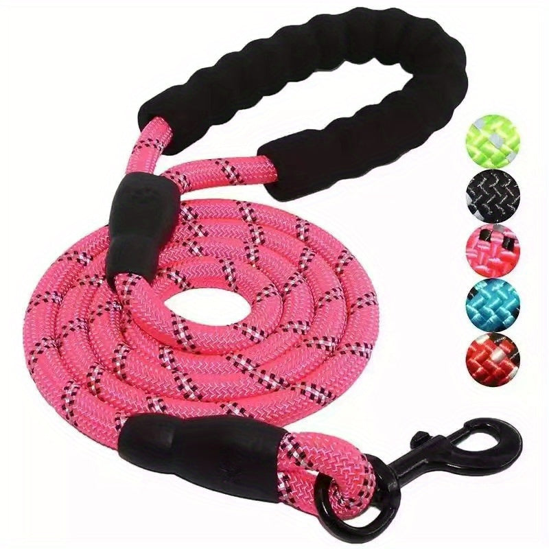 Reflective Dog Leash With Comfortable Padded Handle - Double Heavy Duty Traction Rope For Strong Dogs - Enhance Safety And Control On Walks