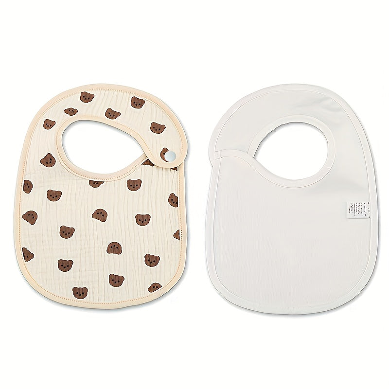 2pcs/Pack Adorable U-Shaped Soft Cotton Bibs - Gentle on Skin, Water-Friendly, Snap Closure, Perfect for Messy Eaters, Drooling, and Feeding Time - Unisex Design for Boys and Girls