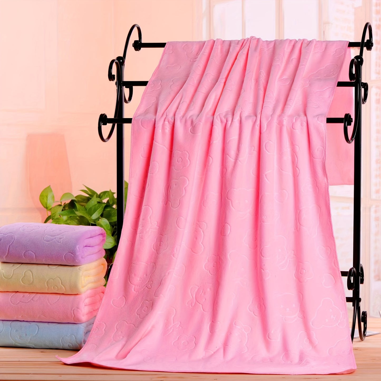 Ultra-Soft Plush Polyester Pet Bath Towel and Blanket - Highly Absorbent Quick-Dry Dog Bath Towel for Grooming, Drying, Sleeping - Durable Pet Towels for Dogs and Cats - 70.0cm x 140.0cm