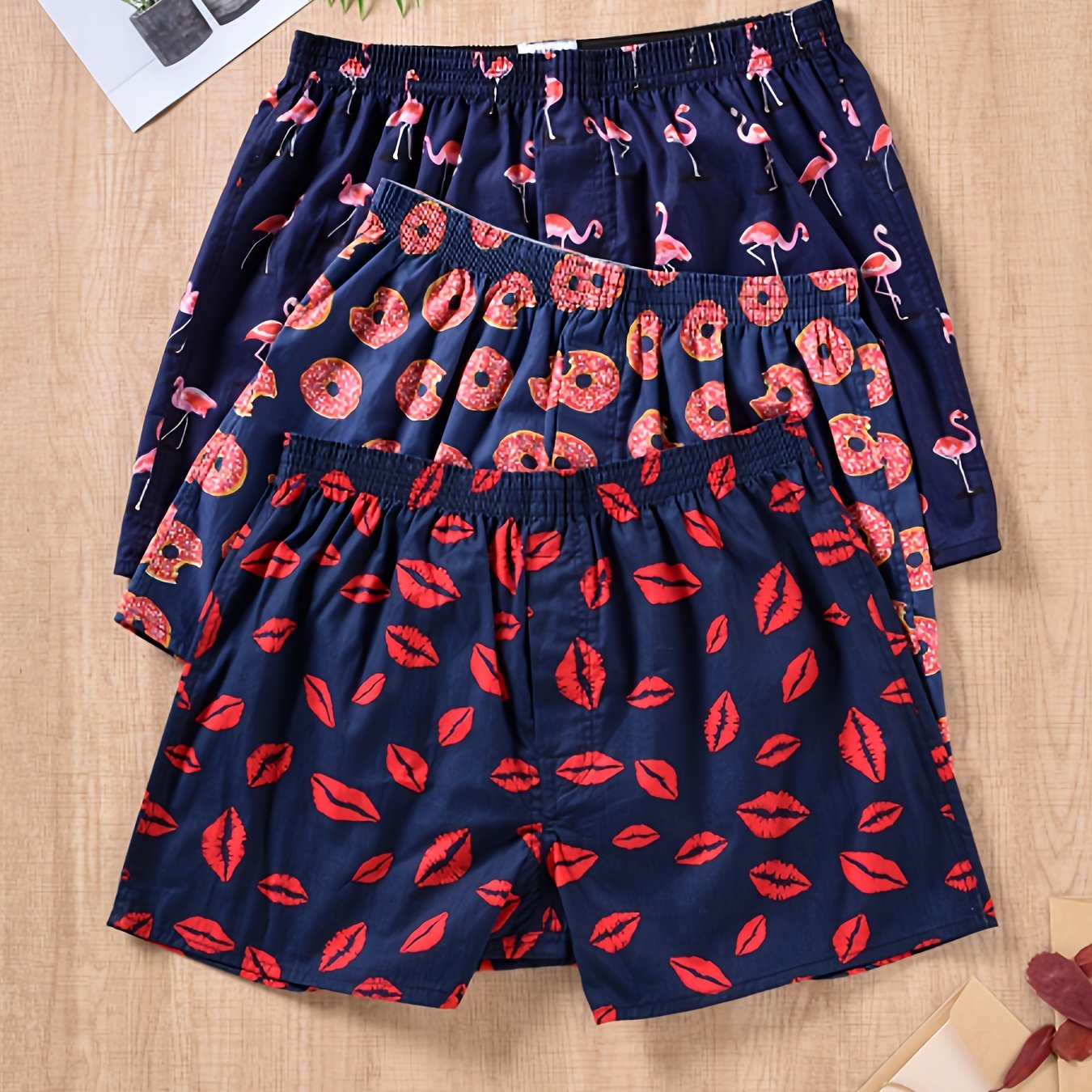 3pcs Men's Vibrant Multicolor Arrow Print Loose-Fit Boxer Shorts - Breathable 100% Cotton Fabric, Ultra-Comfortable, Soft, and Durable Underwear Briefs for Everyday Wear