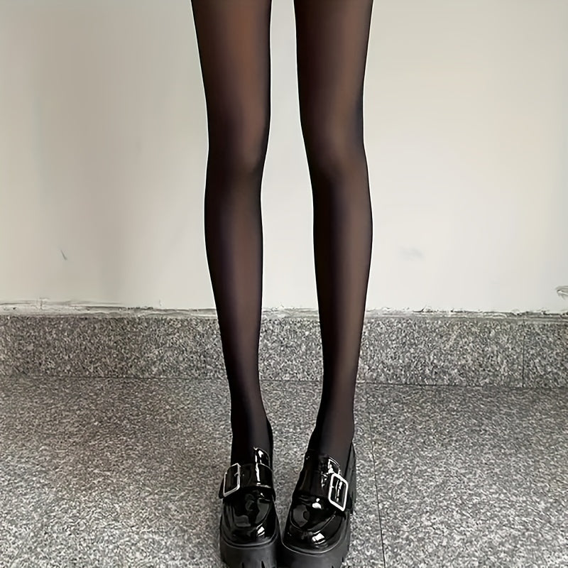 Fake Translucent Pantyhose, Non Fleece High Waist Anti-snag Slim Pantyhose, Women's Stockings & Hosiery