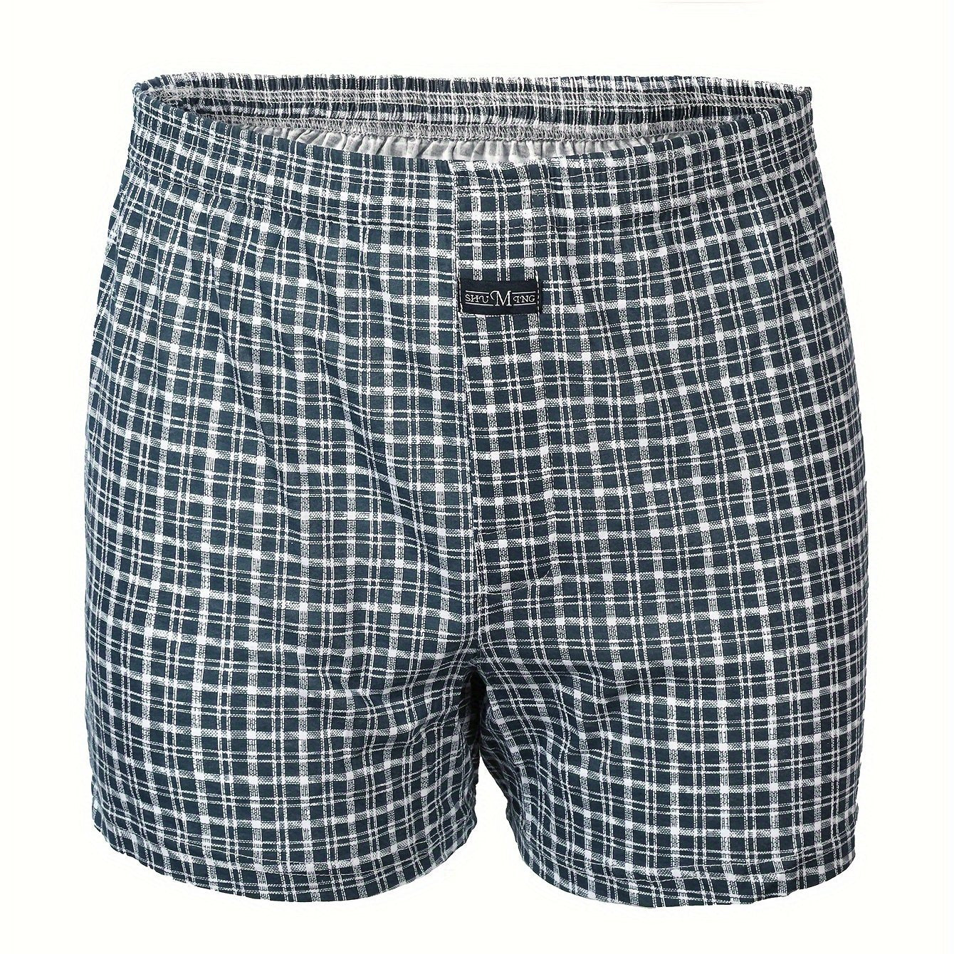 Premium Cotton Men's Plaid Boxers - High-Waist, Button Detail, Comfort Stretch, Easy Care, Casual & Stylish