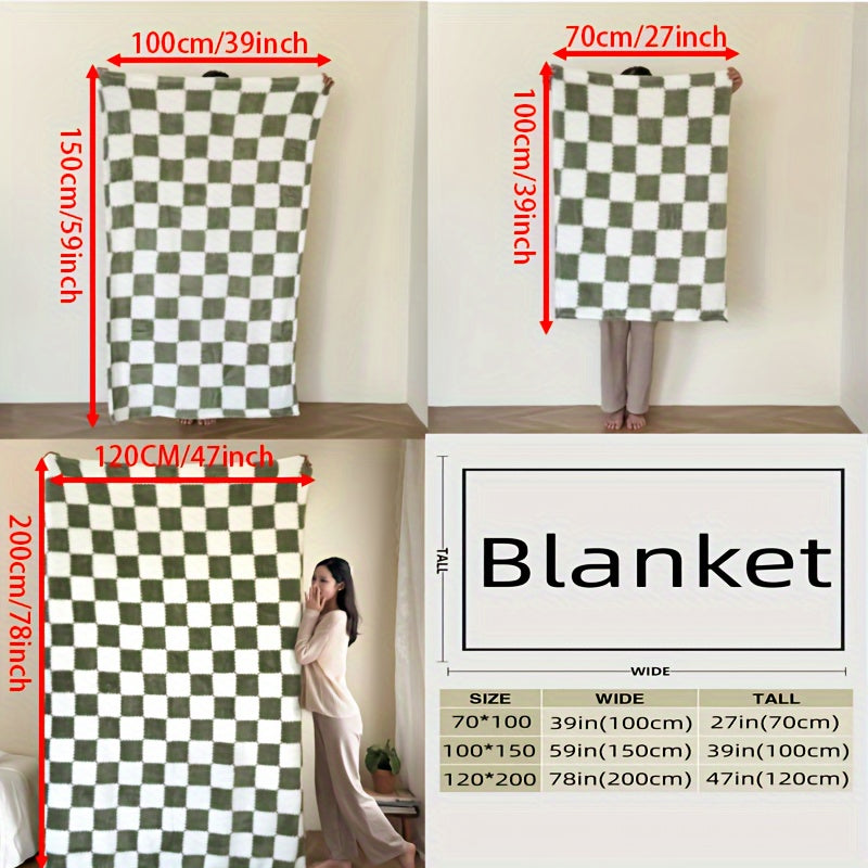 1pc Cozy Traditional Style Plaid Flannel Blanket, Red And White Or Black And White, Soft Panda Velvet (Polyester Fiber), Warm Travel Pet Blanket For Dogs And Cats, Washable