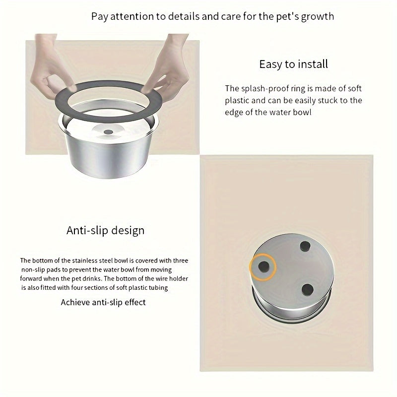 Stainless Steel Dog Water Bowl with Floating Disk Design, Anti-Spill Non-Wet Mouth Pet Drinking Bowl, Slow Feeder Water Dispenser for Dogs, Portable for Vehicle/Outdoor/Indoor Use