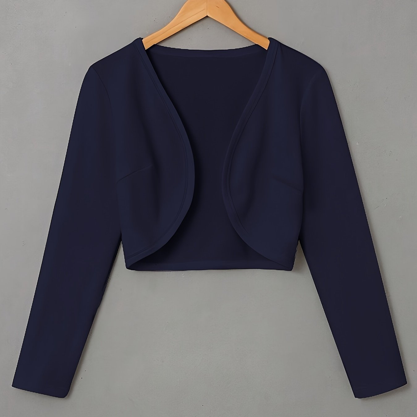 Chic Solid Color Cropped Jacket - Stylish Open Front, Long Sleeve Comfort - Ultra-Versatile Spring & Fall Outwear for Women