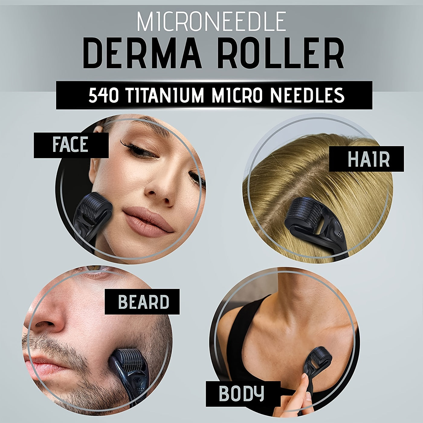 1Pcs Microneedle Roller For Face Beard Roller Microneedling Roller Beard Care Kit Hair Care Beard Care Kit 15.98cm/5.0cm 0.18lb