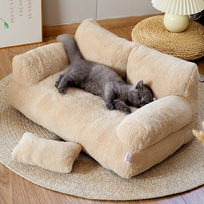 Grey Washable Non-Slip Cozy Winter Pet Bed Cats & Dogs - Soft Fiber Fill Polyest